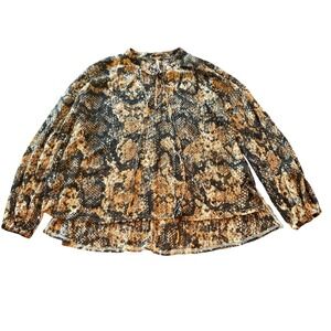 Free People Women's Size S Out For The Night Top Tunic Snake Print Drape‎ Hem